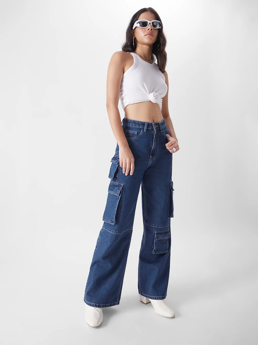 High-Waisted Blue Cargo Jeans – Where Street Style Meets Smart Investment