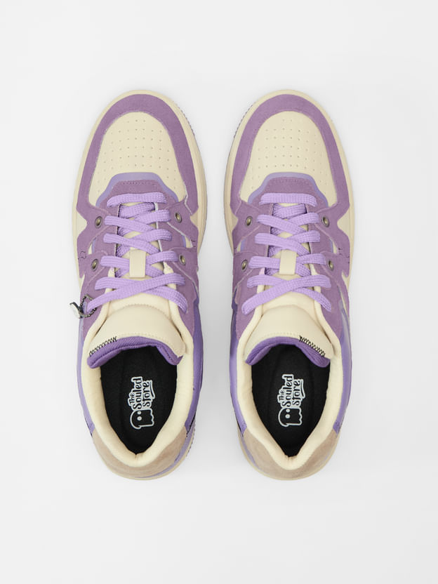 Urban Blaze: Lavender Men Low Top Sneakers - Image 4