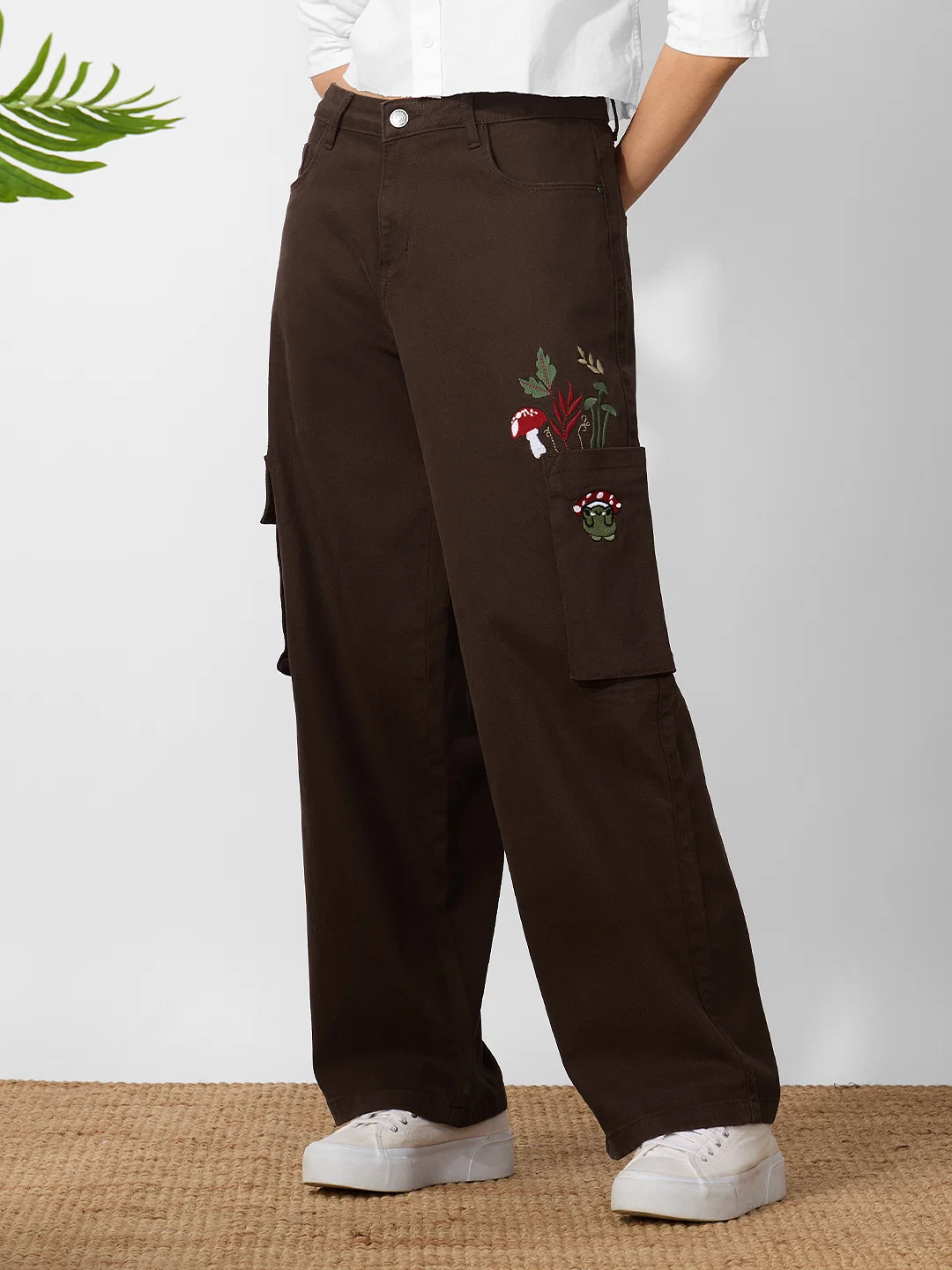 Brown Embroidered Cargo Jeans – A Smart Investment in Streetwear Equity - Image 2