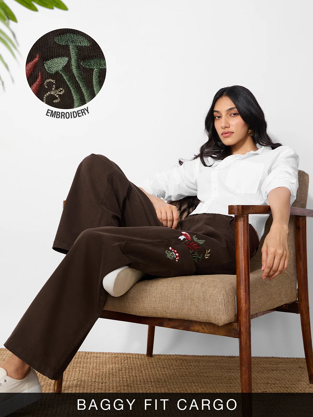 Brown Embroidered Cargo Jeans – A Smart Investment in Streetwear Equity