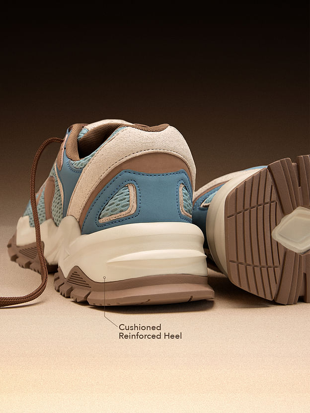 Men’s Blue & Brown Chunky Sneakers with Breathable Mesh and Cushioned Insoles - Image 4