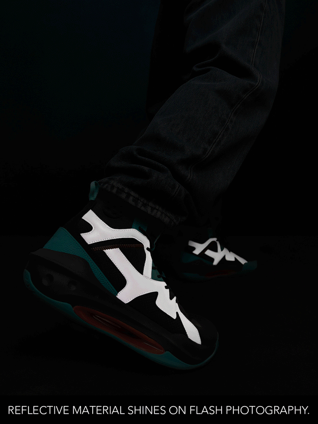 Men’s Black & Teal Reflective Sneakers with Flash-Activated Detailing - Image 2