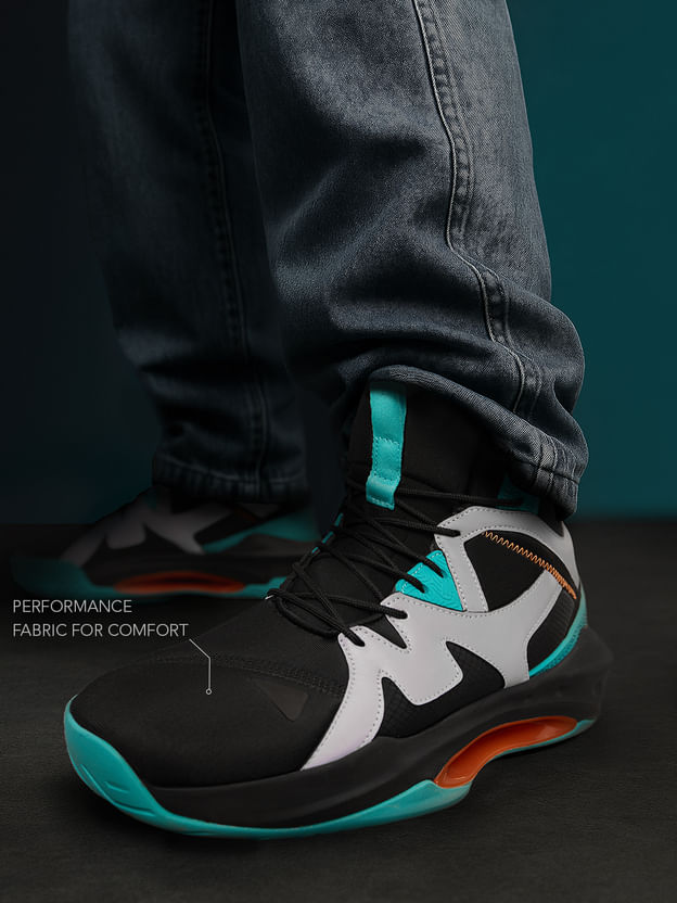 Men’s Black & Teal Reflective Sneakers with Flash-Activated Detailing - Image 5