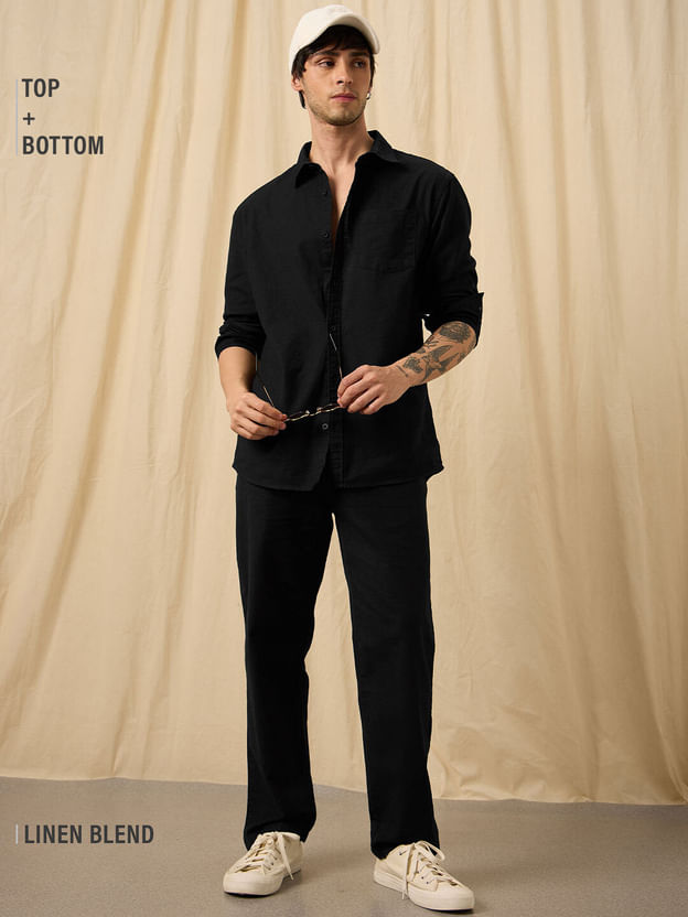 Cotton Linen Set: Black