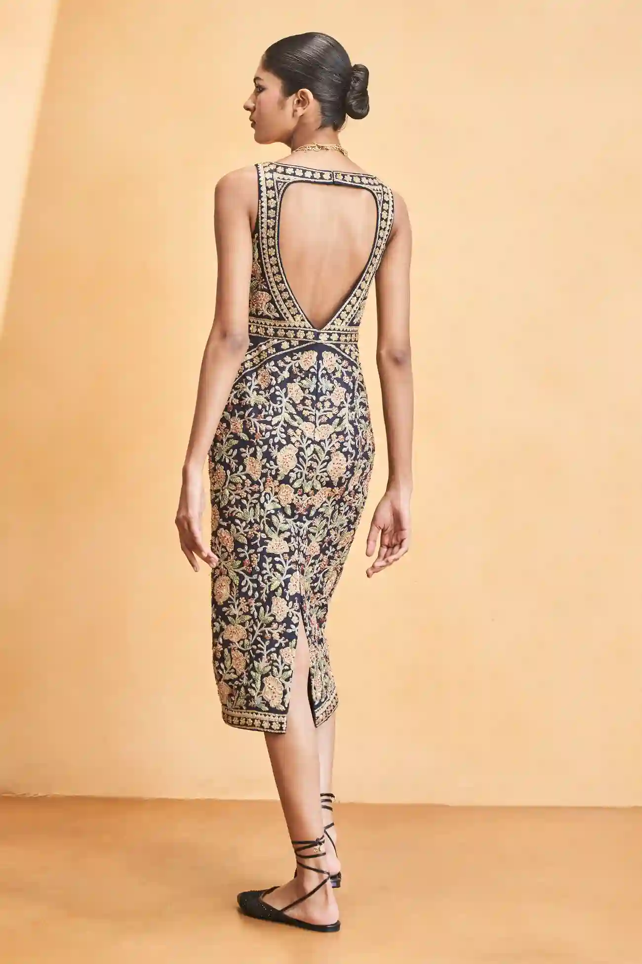 Cream Embellished High-Low Gown – Western Elegance with Ethnic Artistry - Image 4