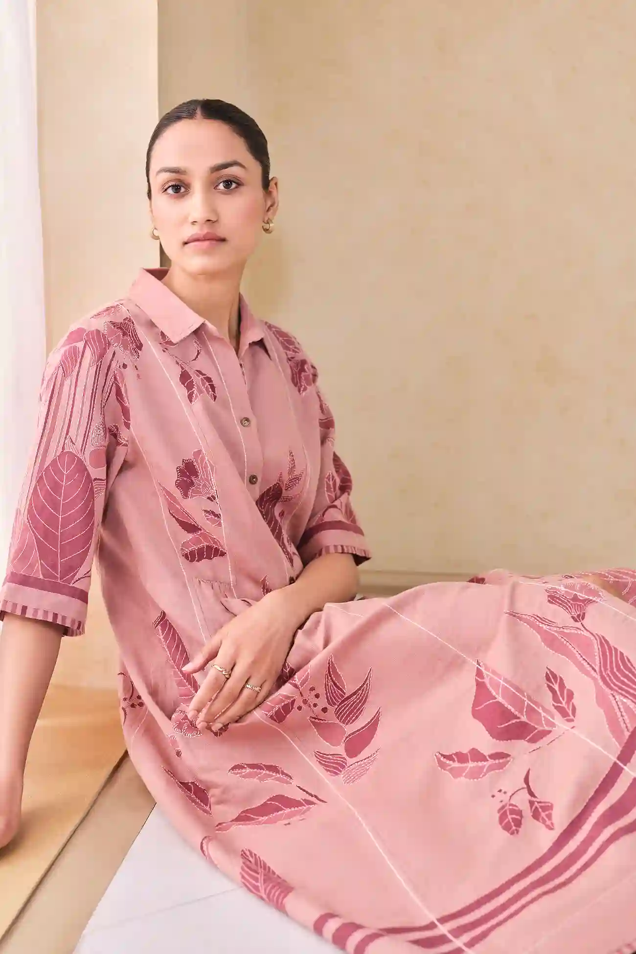 Indigo Geometric Dress – Western Ease with Global Texture - Image 3