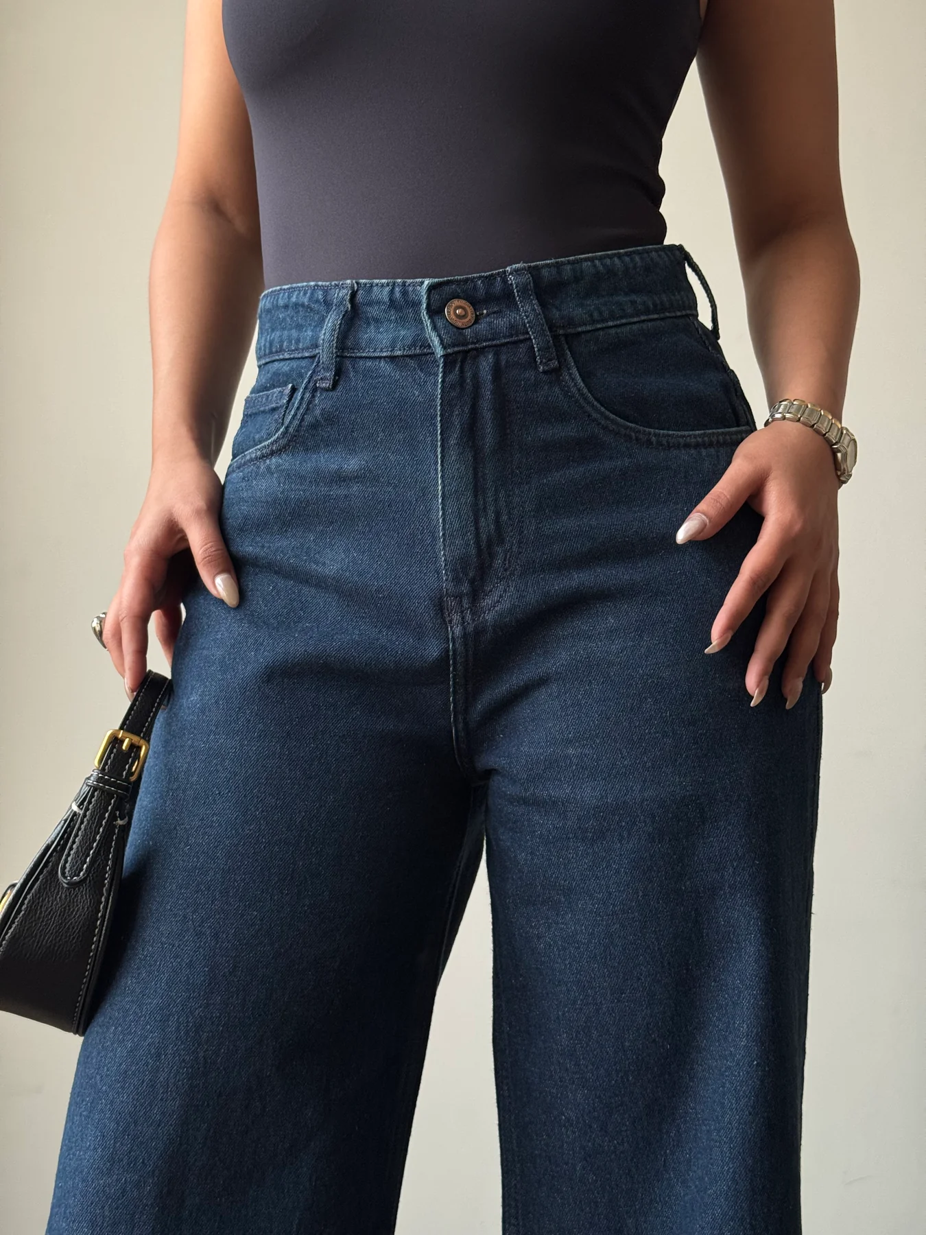 Midnight Indigo High-Waisted Wide-Leg Jeans – Classic Cool with a Contemporary Twist - Image 2