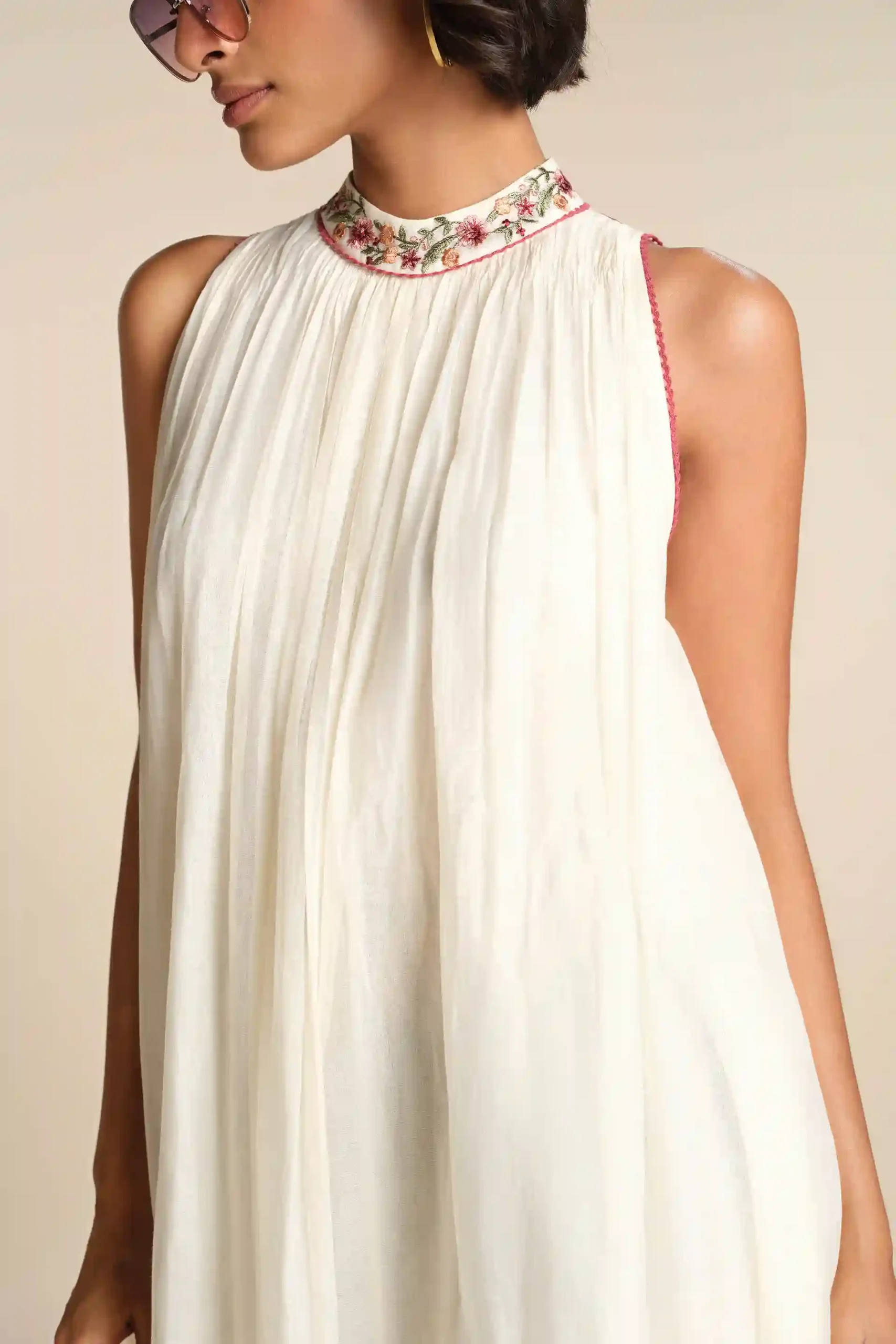 White Embroidered Western Dress – Graceful Minimalism with Global Appeal - Image 4