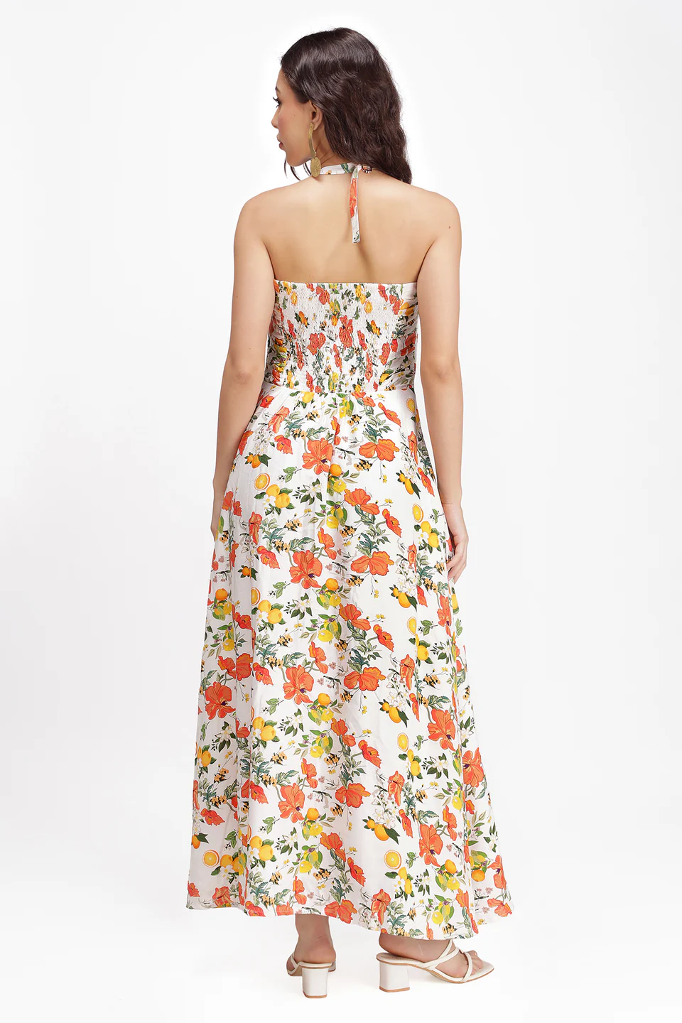 Riviera Citrus Halter Maxi Dress – Sunset Garden - Image 2