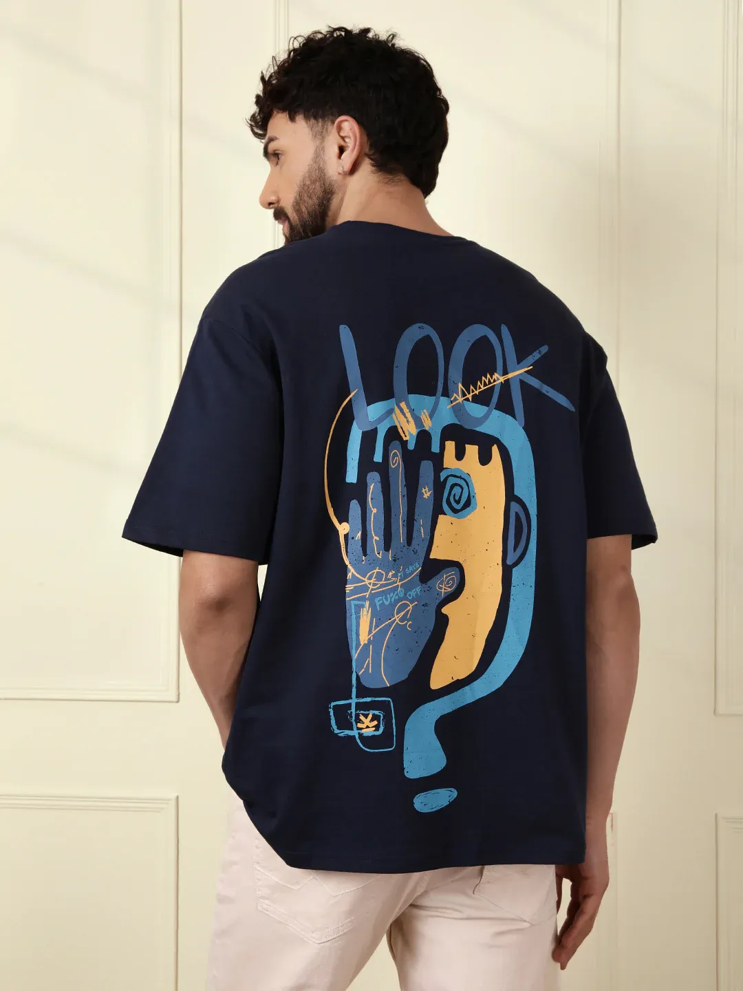 Men’s Navy Blue Minimal Embroidered T-Shirt - Image 2