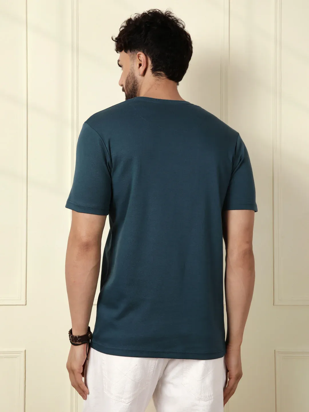 Men’s Blue T-Shirt with Multi-Colored “WRONG” Embroidery - Image 3