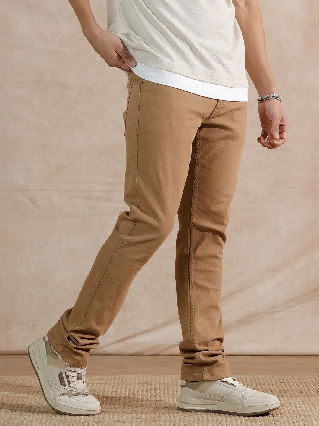 Camel Brown Slim Fit Jeans - Image 4