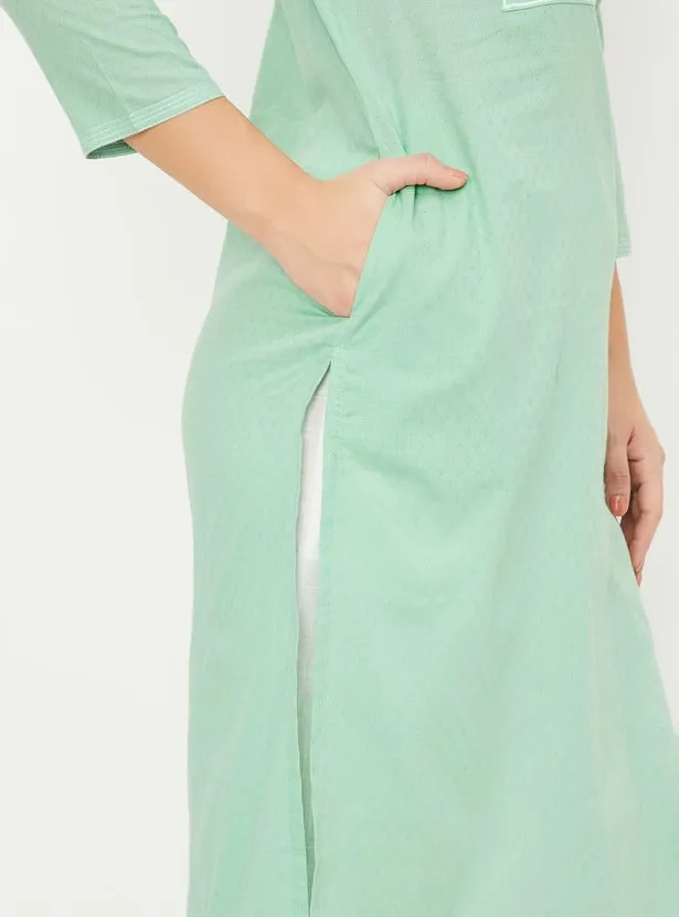 Mint Whisper Embroidered Kurta – Fresh Grace, Everyday Elegance - Image 3