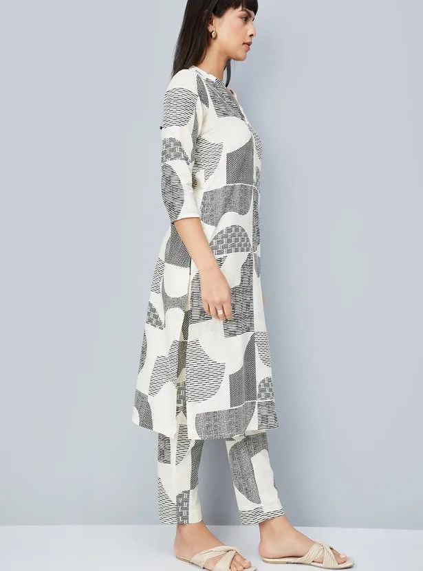 Monochrome Wave Kurta Set – Minimalist Chic, Everyday Grace - Image 2