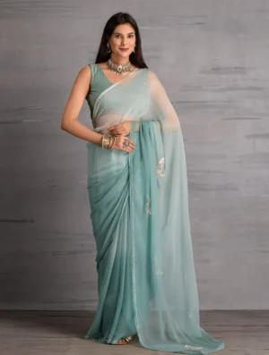 Light Green Sheer Saree – Ethereal Elegance with Global Style Capital
