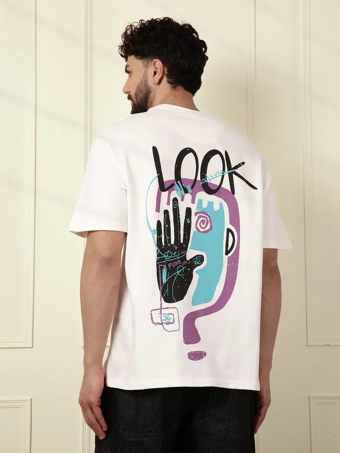 Men’s White Oversized Graphic T-Shirt - Image 3
