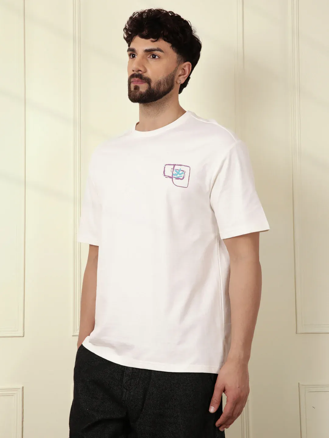 Men’s White Oversized Graphic T-Shirt - Image 4