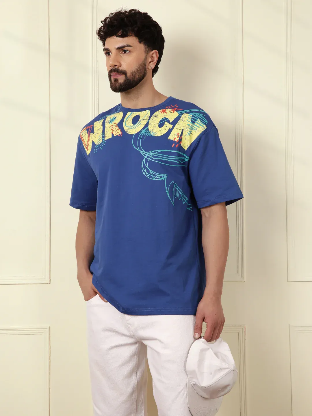 Men’s Blue Oversized Graphic T-Shirt
