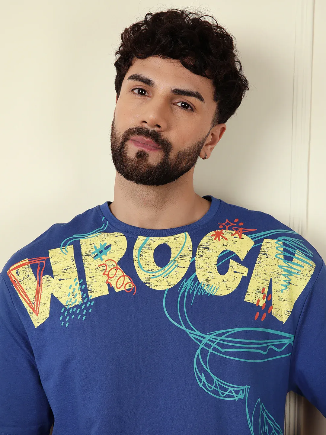Men’s Blue Oversized Graphic T-Shirt - Image 5