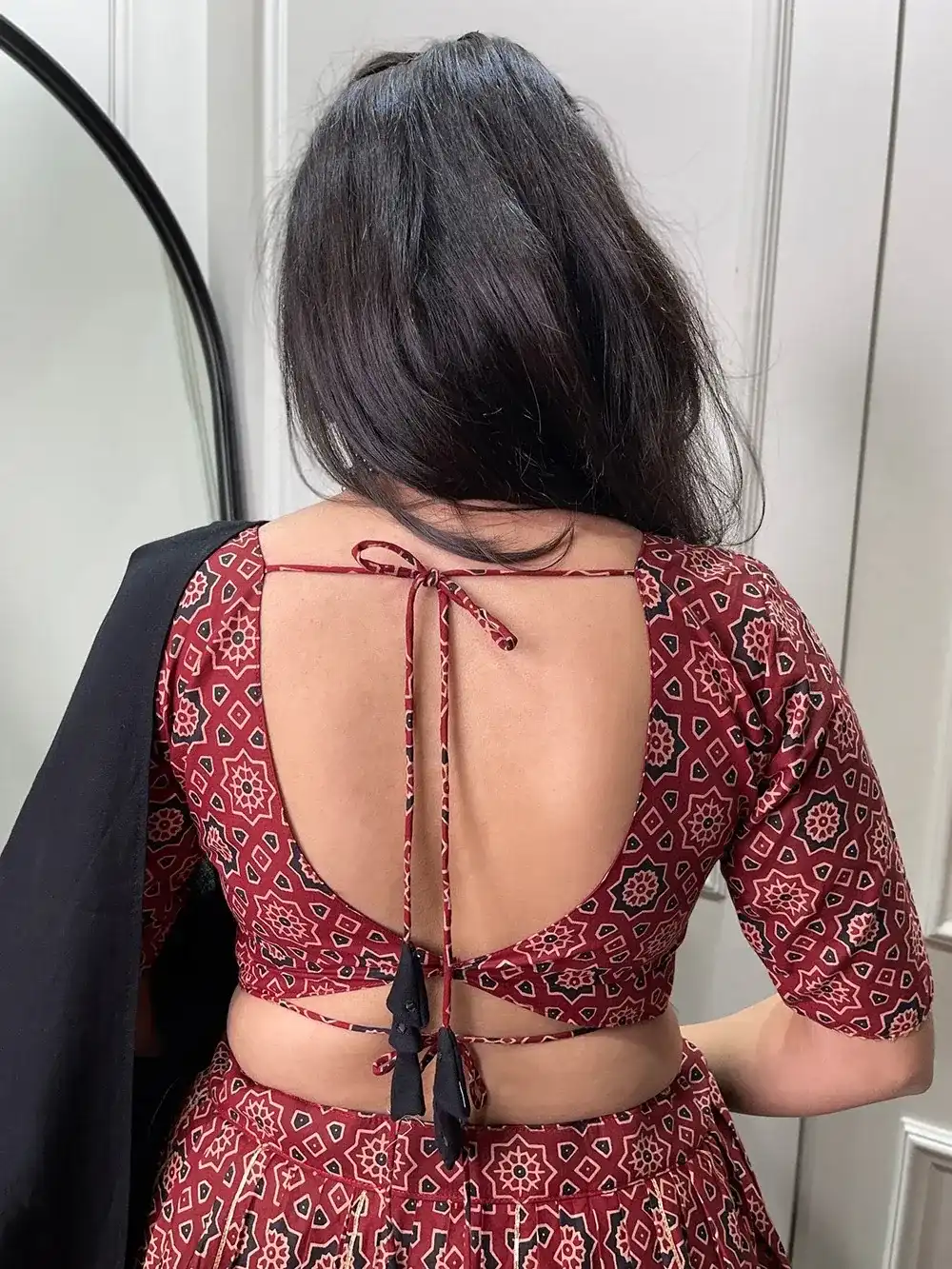 Black & Maroon Bandhani Print Chaniya Choli - Image 5