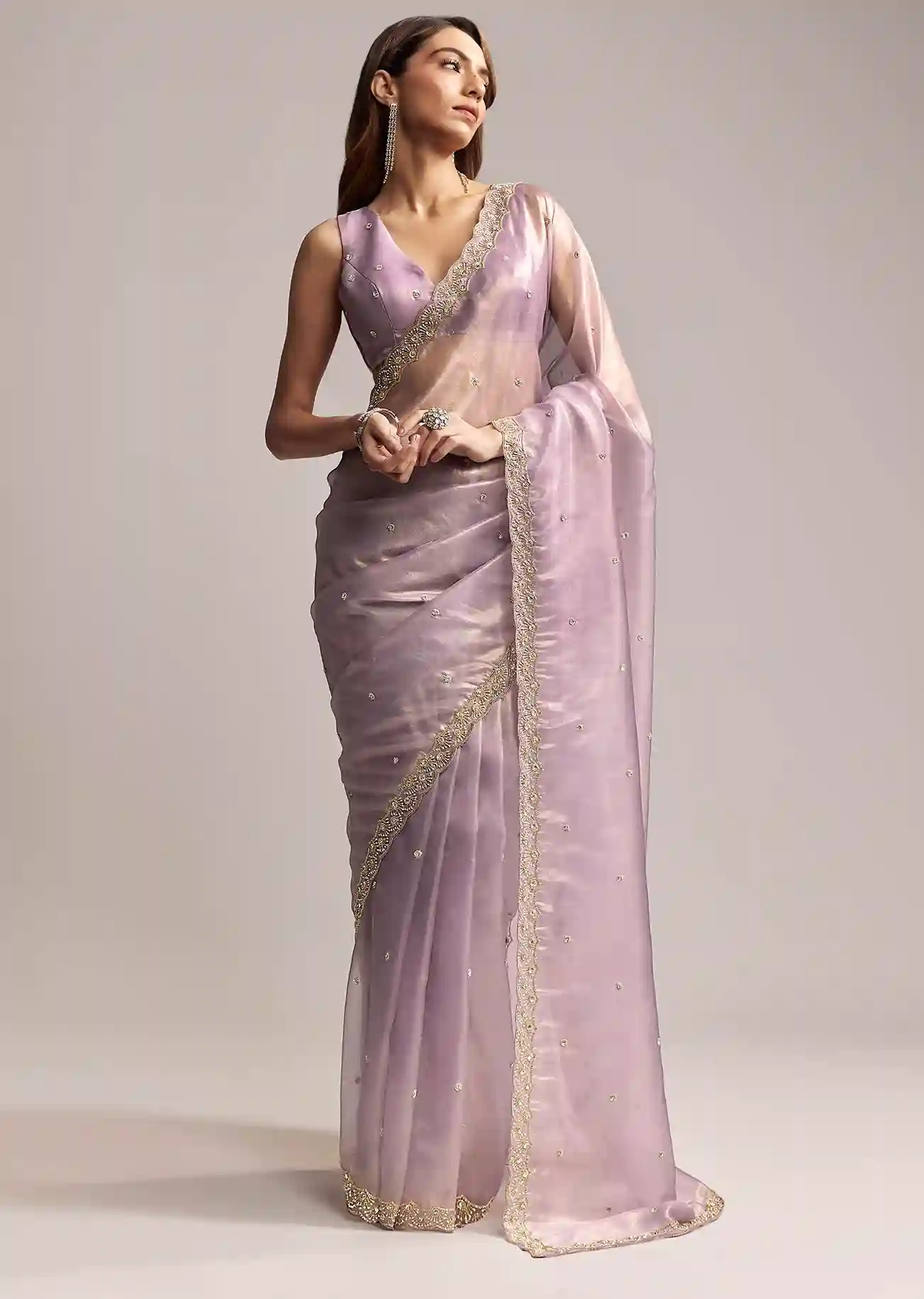 Lavender Luxe Tissue Saree with Cutdana & Butti Embroidery – Premium Trade Trend Elegance