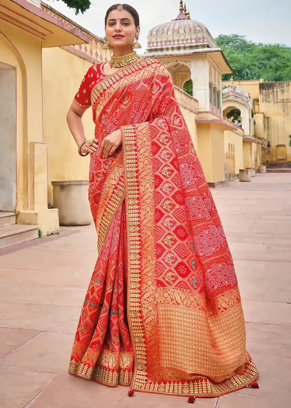 Red & Gold Heritage Zari Silk Saree