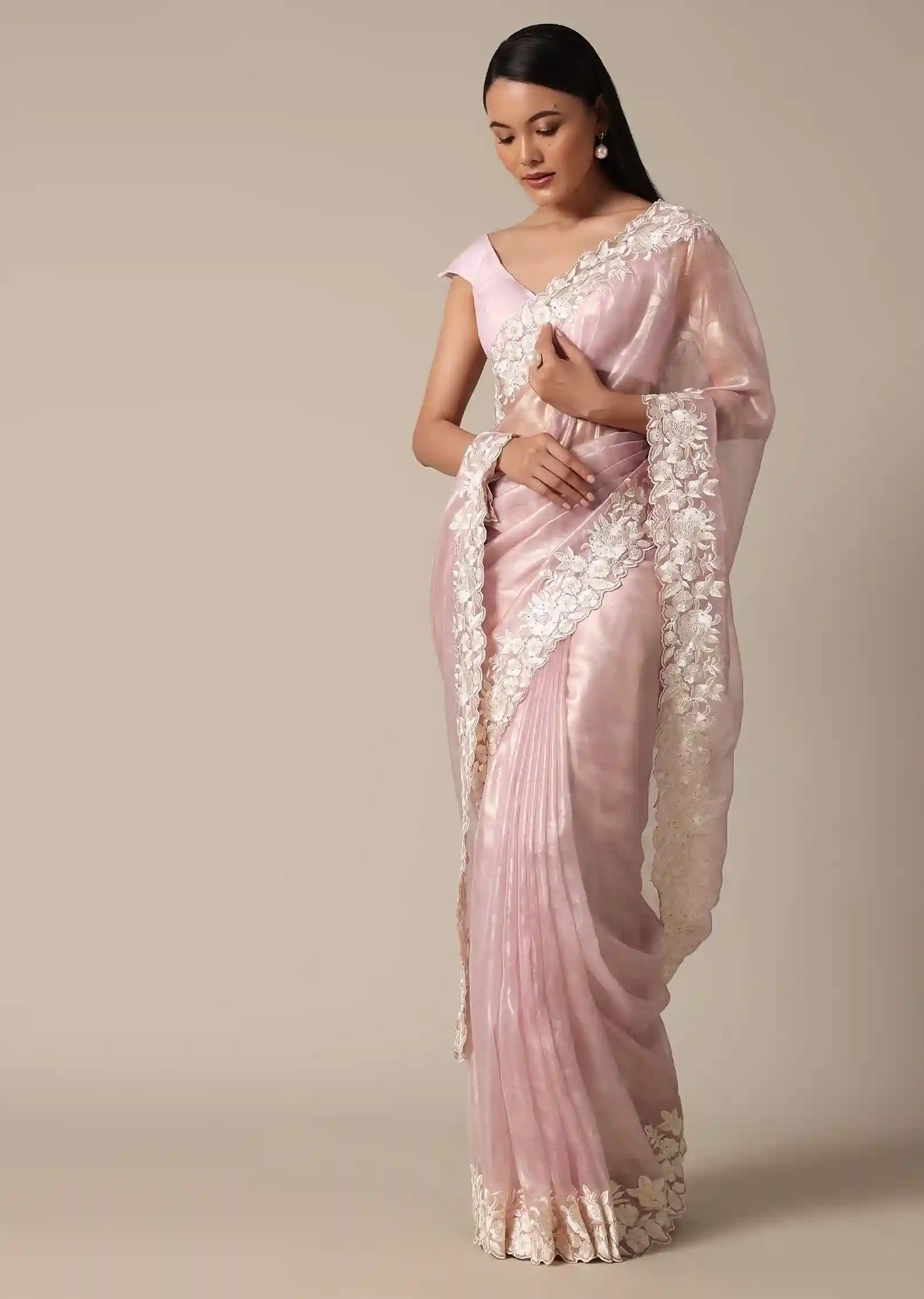 Ivory Reserve White & Gold Heritage Saree - Image 2