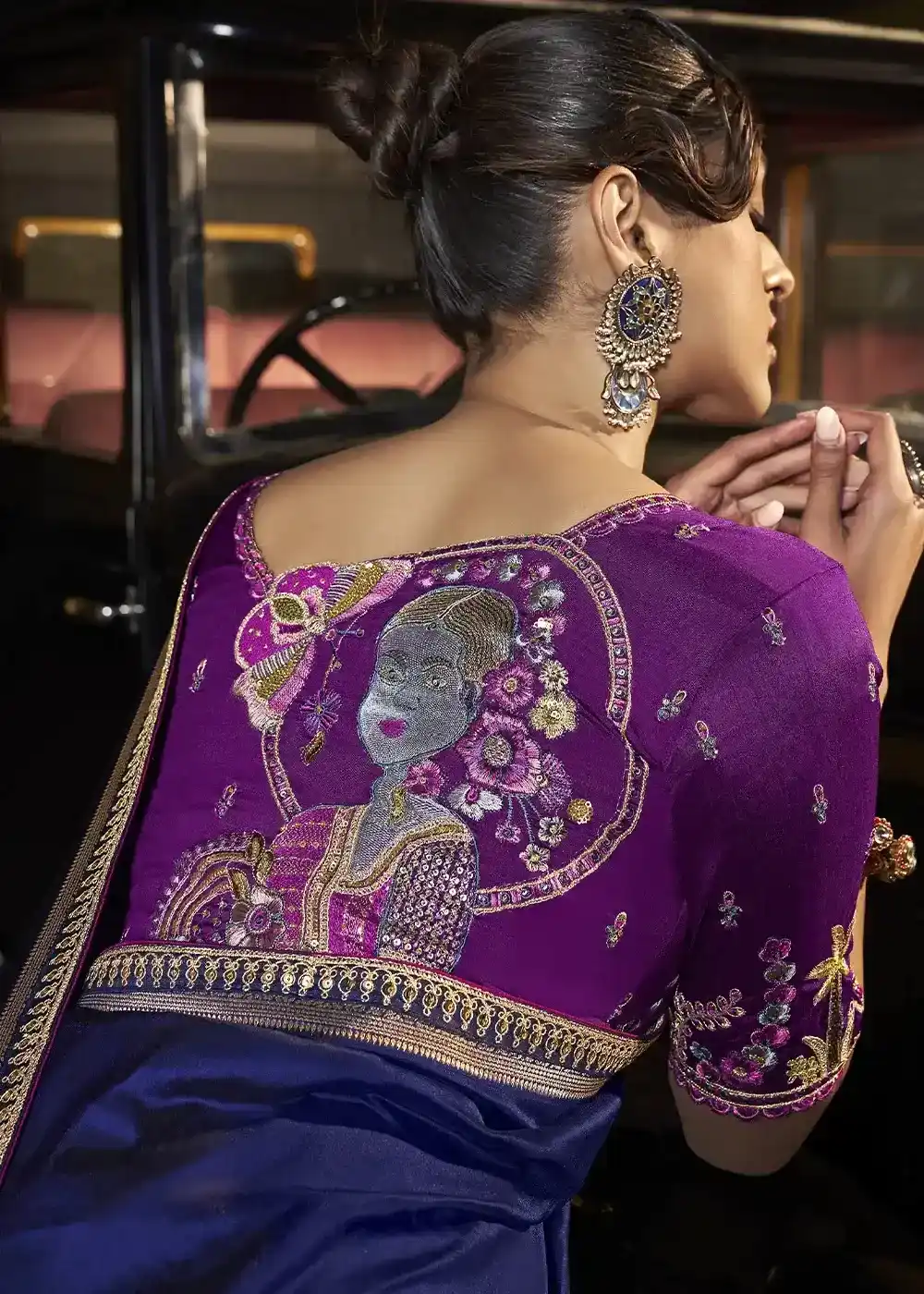 Midnight Blue Zari Woven Silk Saree - Image 2