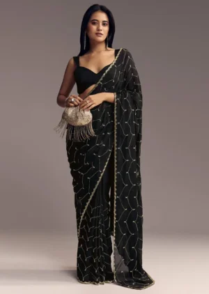 Midnight Ledger Black & Gold Zari Saree