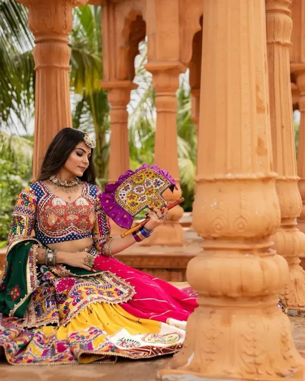 Multicolor Navratri Traditional Chaniya Choli with Embroidered Dupatta - Image 3