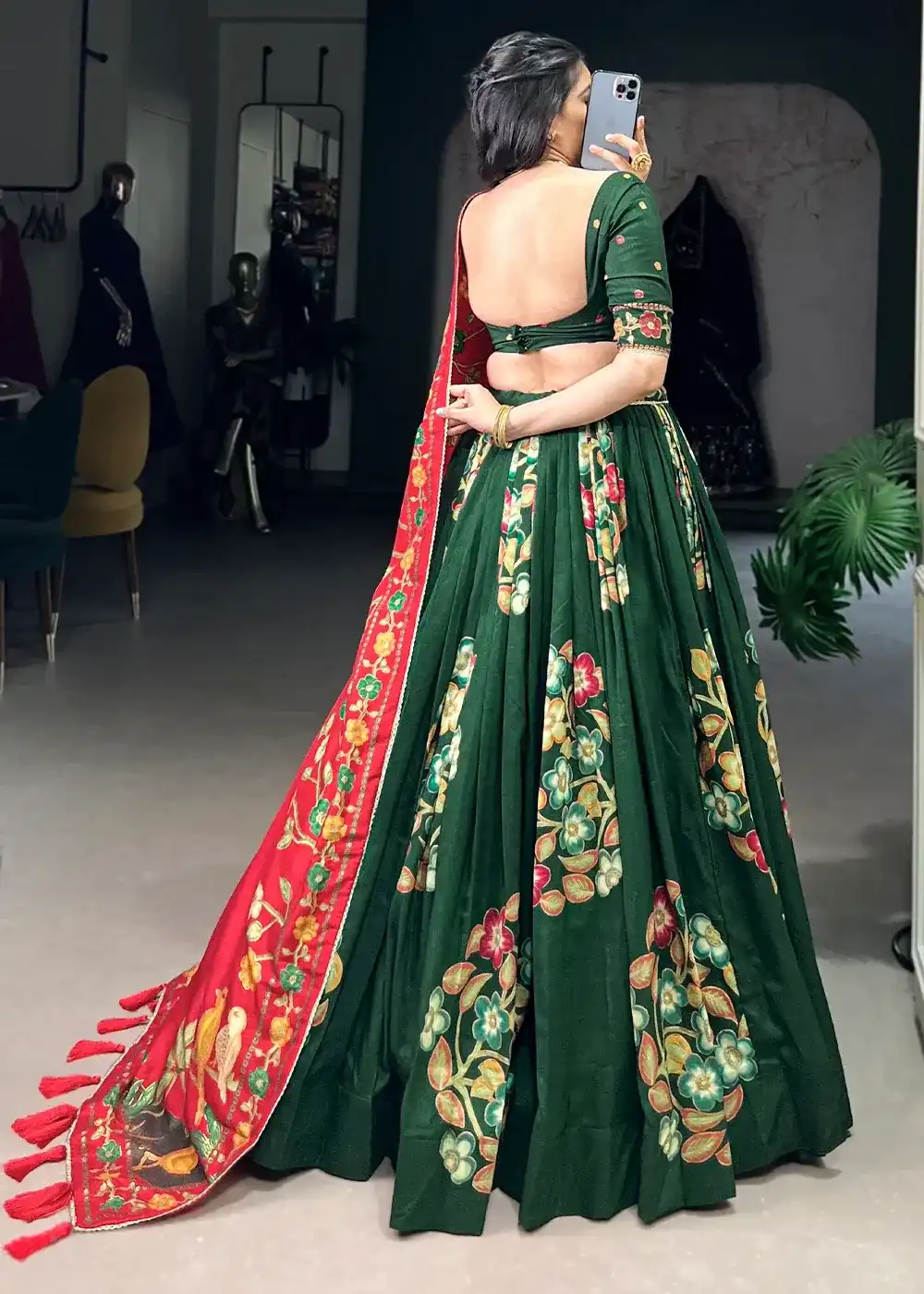 Regal Maroon & Mustard Chaniya Choli Ensemble - Image 2