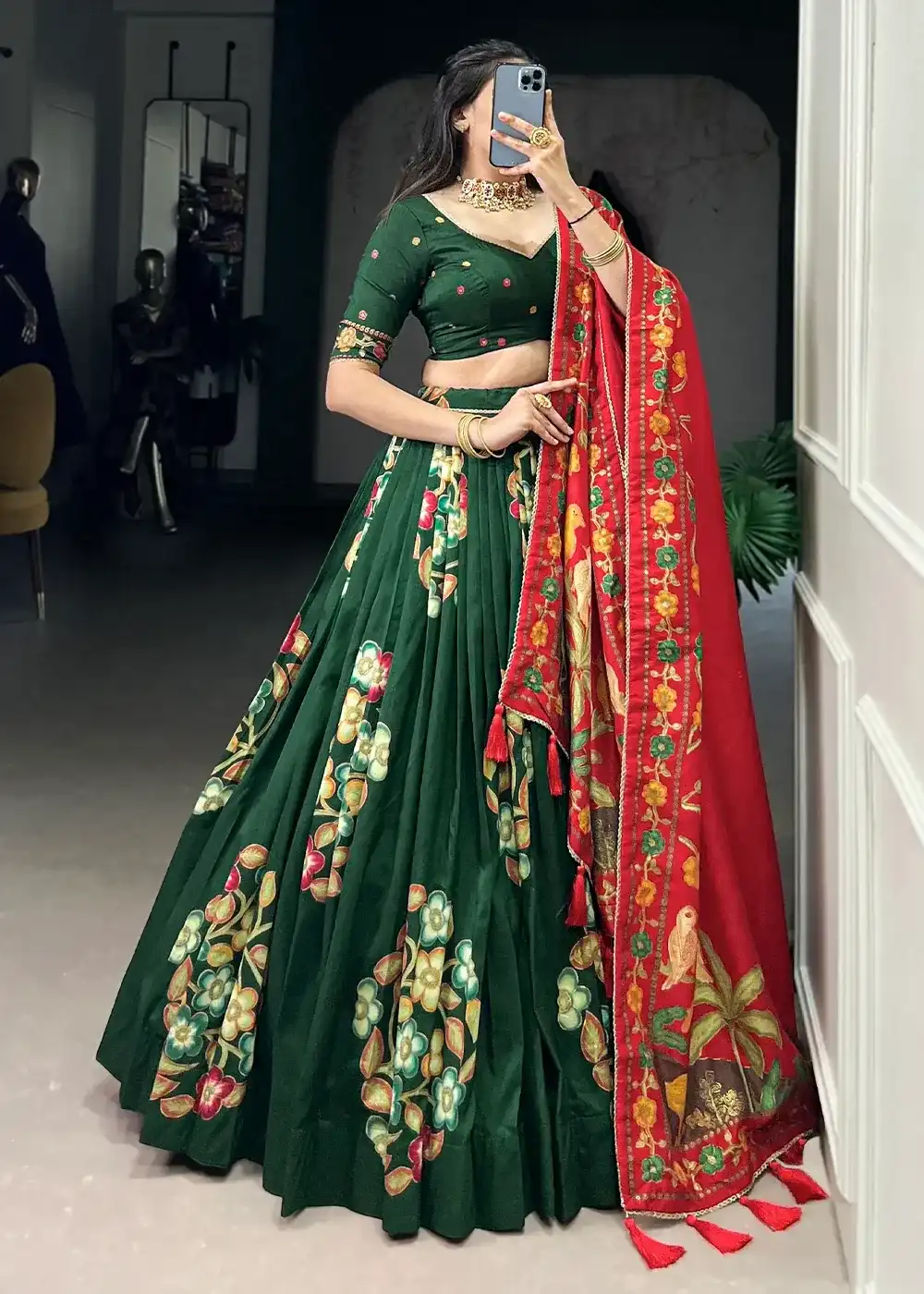 Regal Maroon & Mustard Chaniya Choli Ensemble