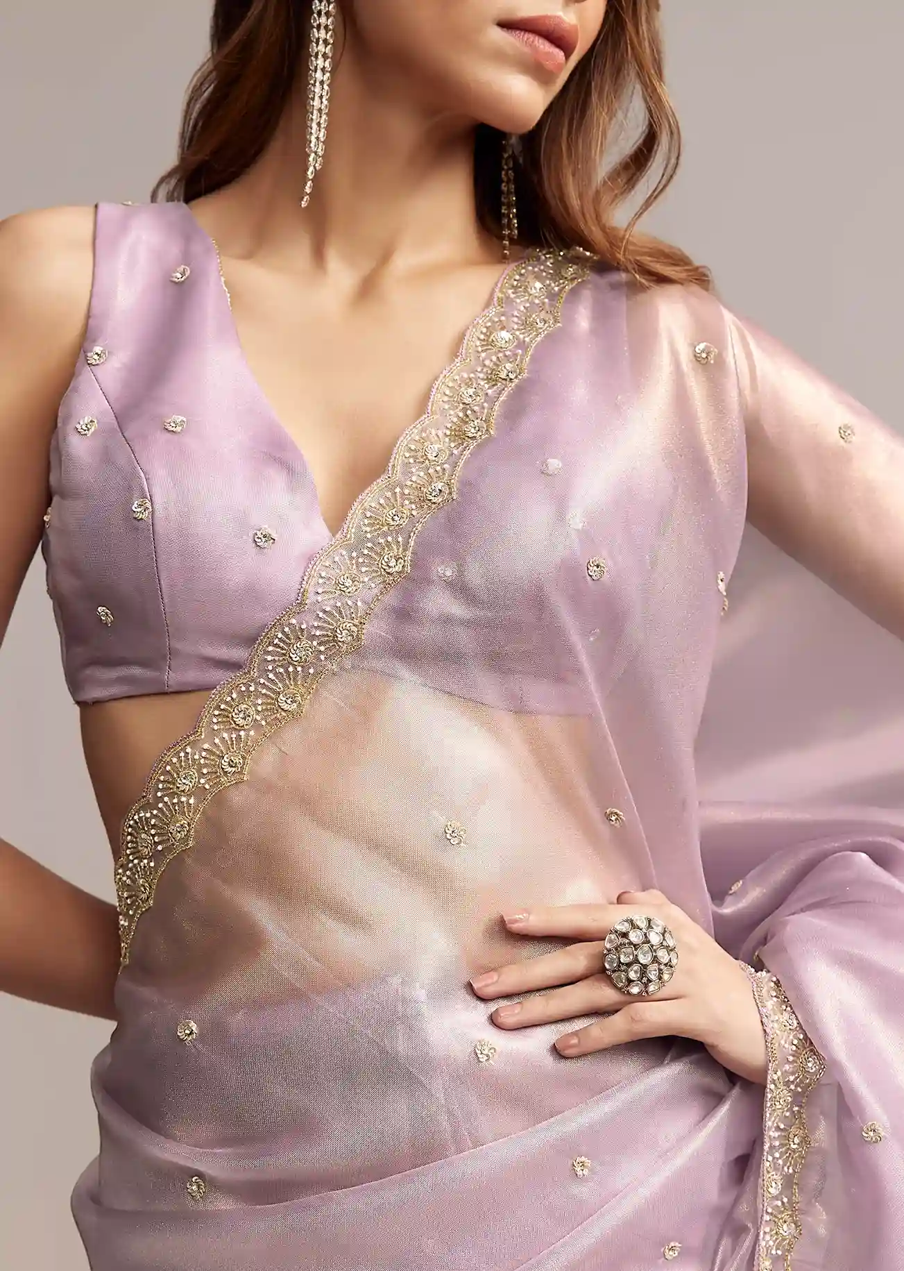 Lavender Luxe Tissue Saree with Cutdana & Butti Embroidery – Premium Trade Trend Elegance - Image 2