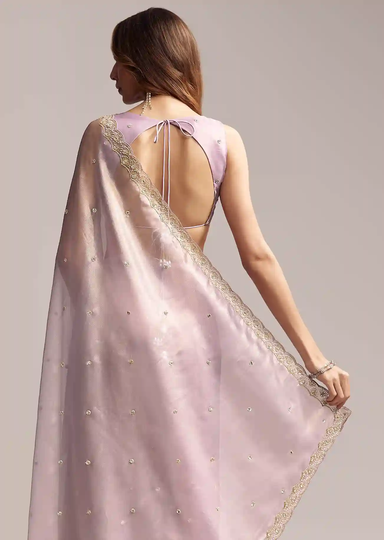Lavender Luxe Tissue Saree with Cutdana & Butti Embroidery – Premium Trade Trend Elegance - Image 3