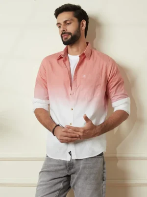 Men’s Pink & White Ombre Casual Shirt