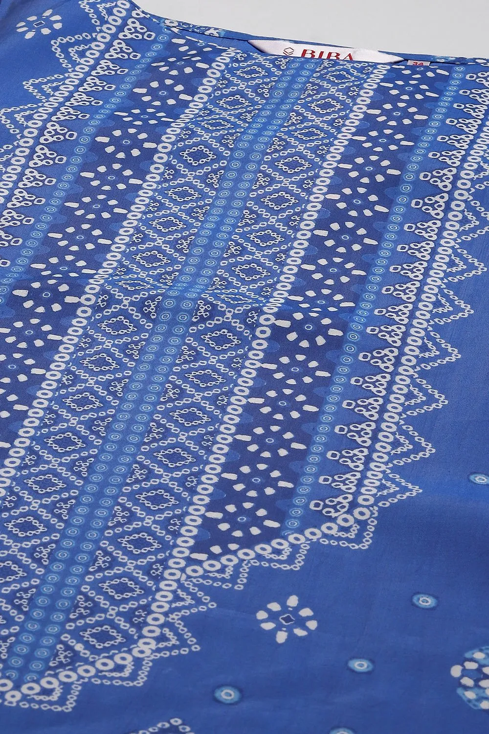 Royal Blue Bandhani-Inspired Straight Kurta with White Palazzo - Image 2