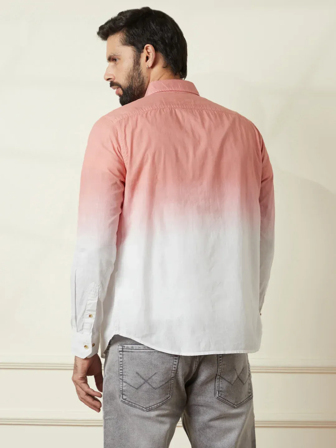 Men’s Pink & White Ombre Casual Shirt - Image 3