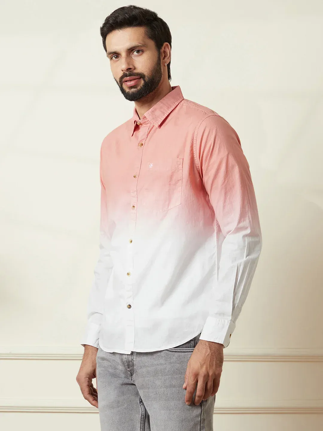 Men’s Pink & White Ombre Casual Shirt - Image 4