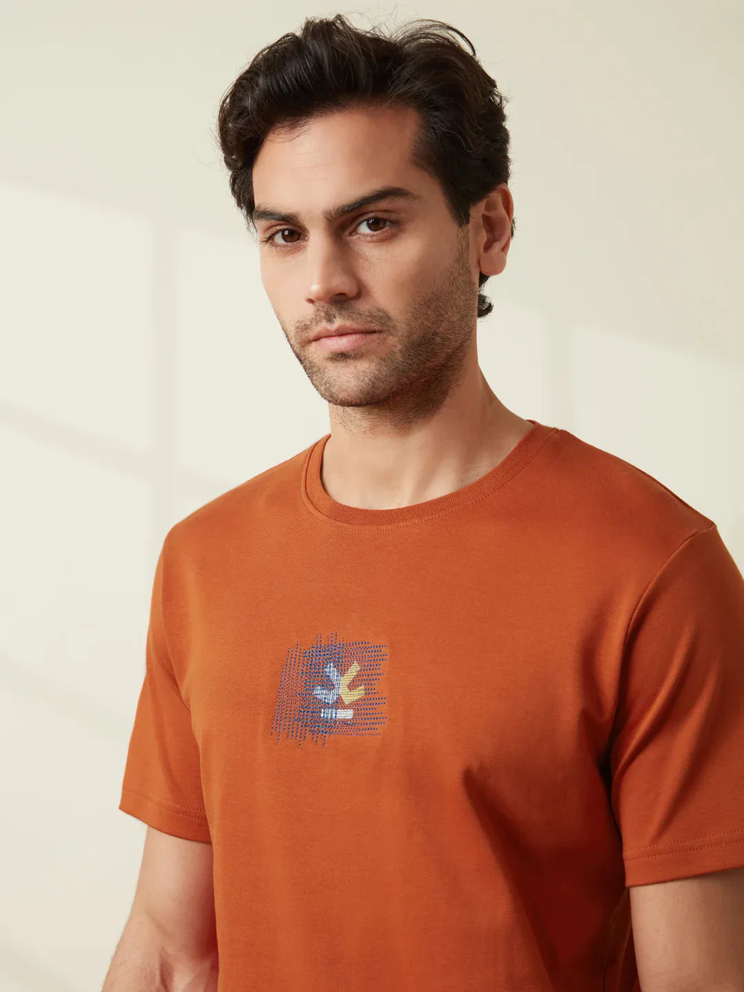 Men’s Rust Orange T-Shirt with Subtle Center Graphic - Image 4