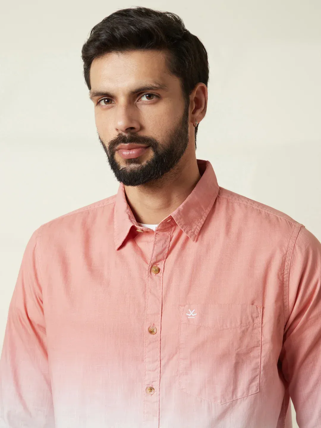 Men’s Pink & White Ombre Casual Shirt - Image 5