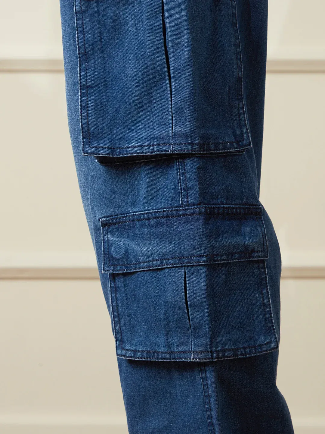 Blue Denim Cargo Jeans - Image 5