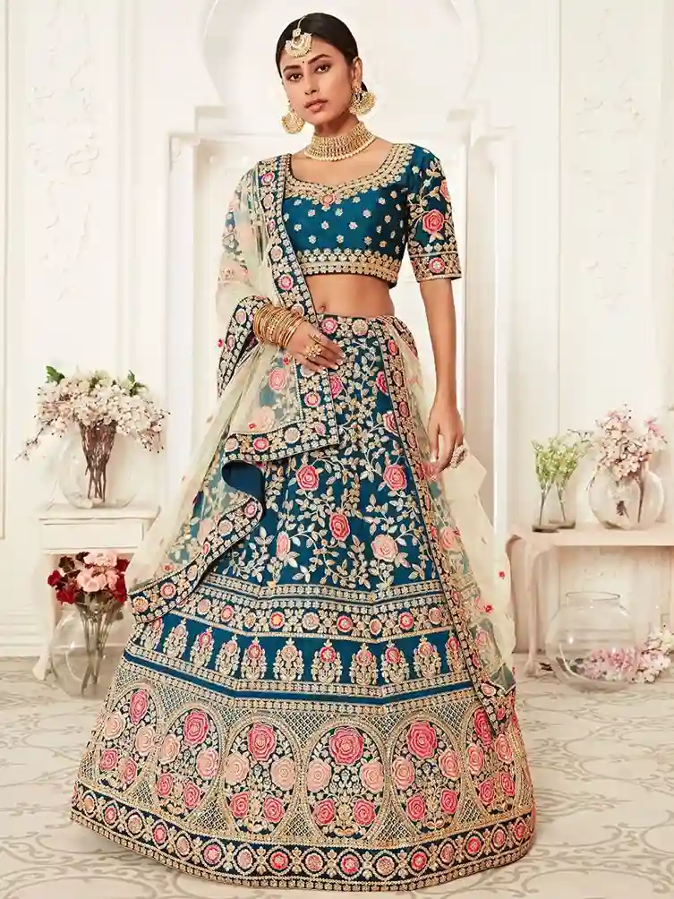 Regal Blue Bridal Lehenga Choli – A Celebration of Royal Elegance - Image 2