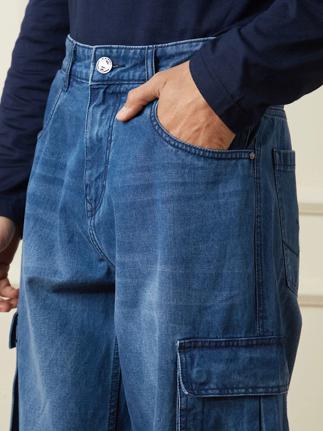 Blue Denim Cargo Jeans - Image 6