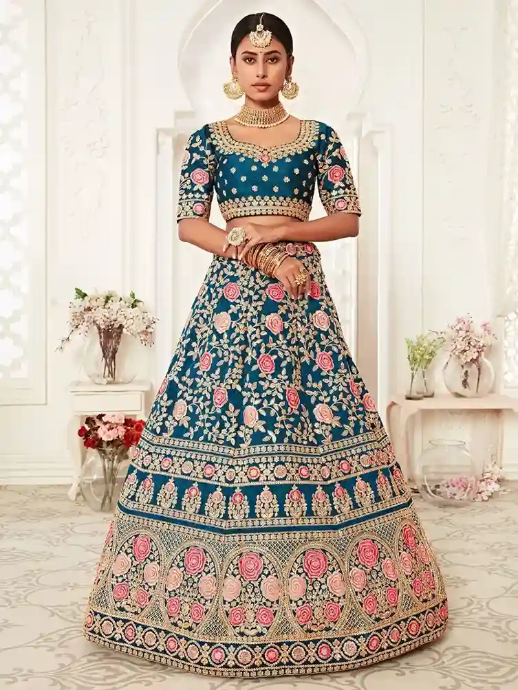 Regal Blue Bridal Lehenga Choli – A Celebration of Royal Elegance - Image 3