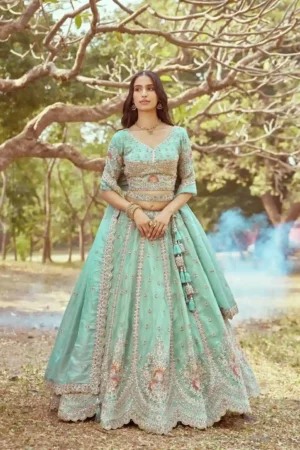 Sea Green Bridal Lehenga Choli – An Ethereal Blend of Elegance & Intricacy