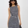 Black & White Stripe Sleeveless Mini Dress – Parisian Chic Meets Everyday Ease