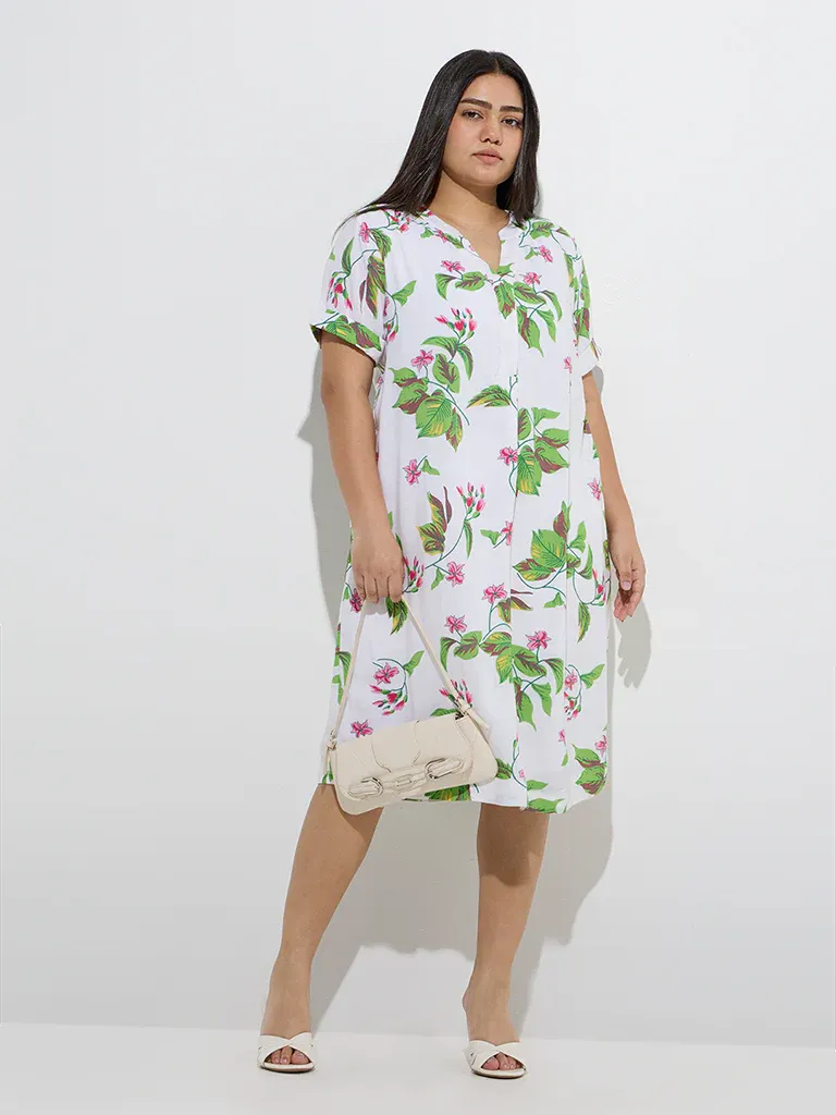 Tropical Bloom Plus Size Shirt Dress – Resort Chic Investment Piece - Image 2