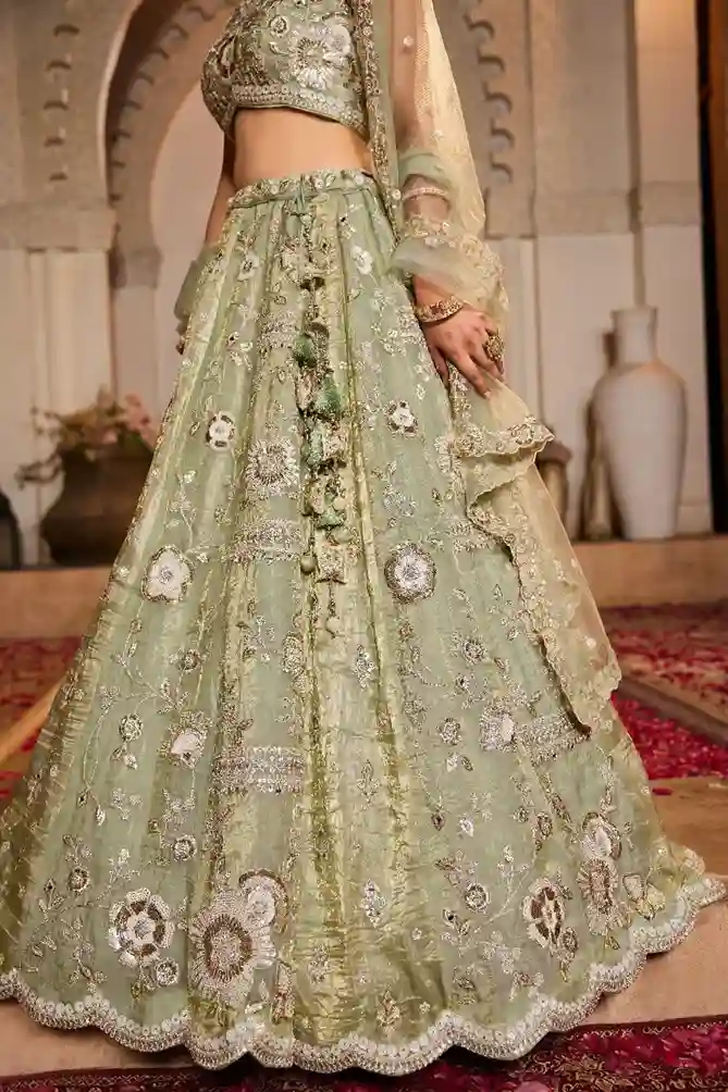 Designer Pista Green Lehenga Choli - Image 3