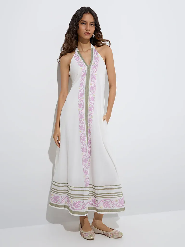 Ivory Bloom Halter Maxi Dress – Luxe Resort Edition