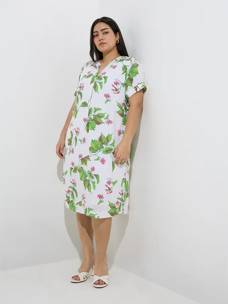 Tropical Bloom Plus Size Shirt Dress – Resort Chic Investment Piece